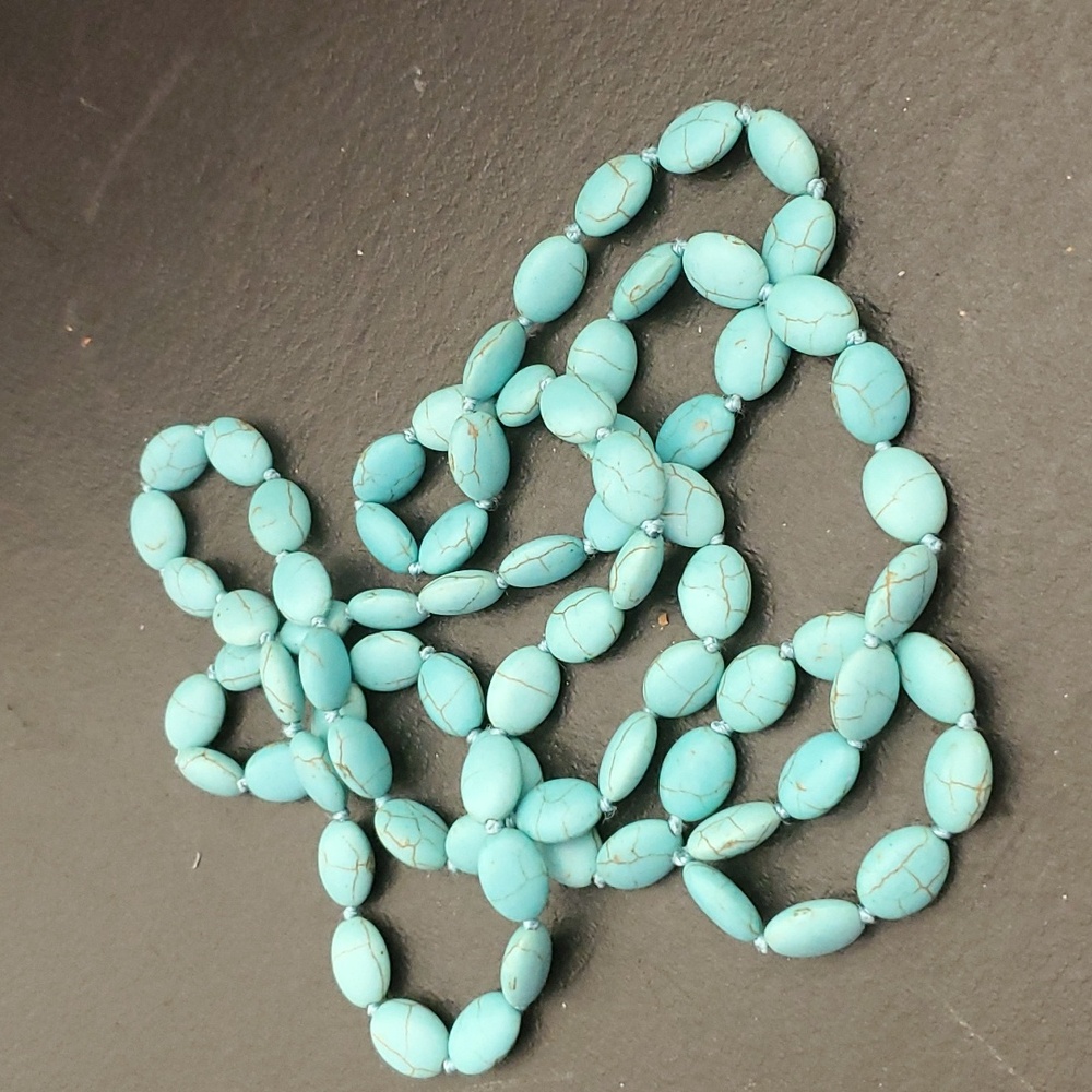 45 " iris and Lily turquoise necklace DX864